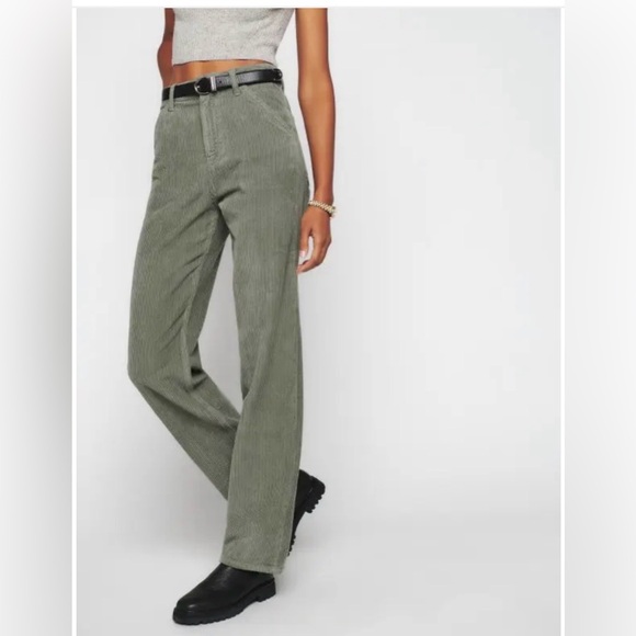 REFORMATION • Wilder painter high rise wide leg corduroy pants - 27 - moss green - Picture 1 of 9